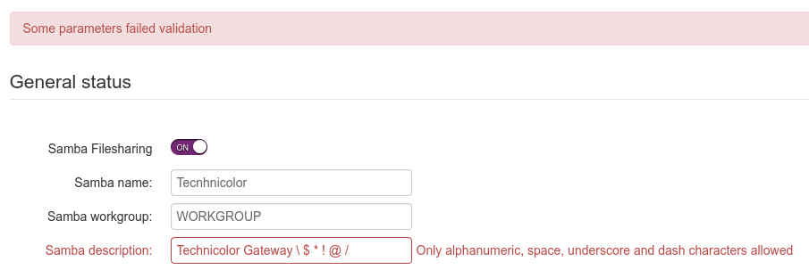 Validation failed