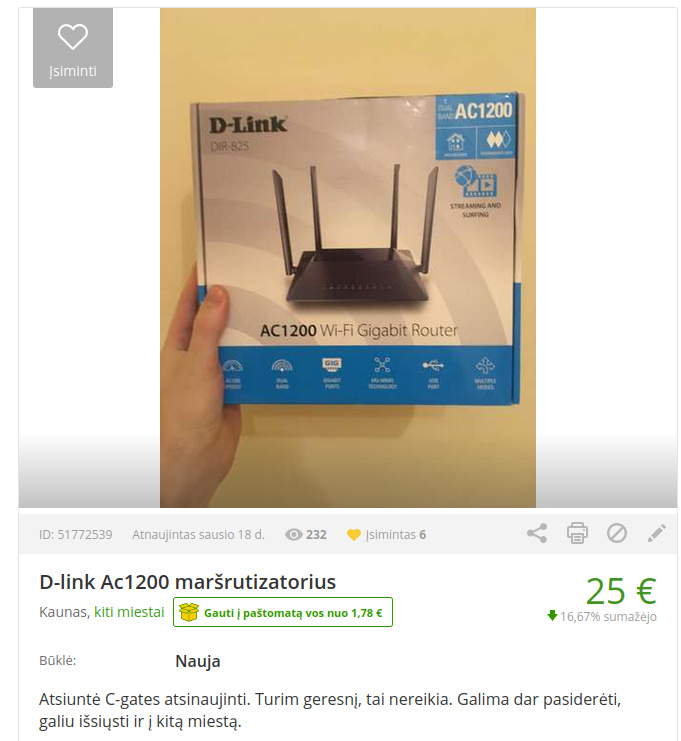 Cgates D-Link DIR-825AC on Skelbiu.lt